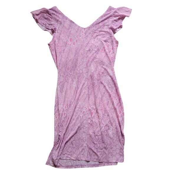Vintage Y2K Click Click Womens Medium* Pink Mini Dress Short Sleeve Sparkle - Picture 6 of 6